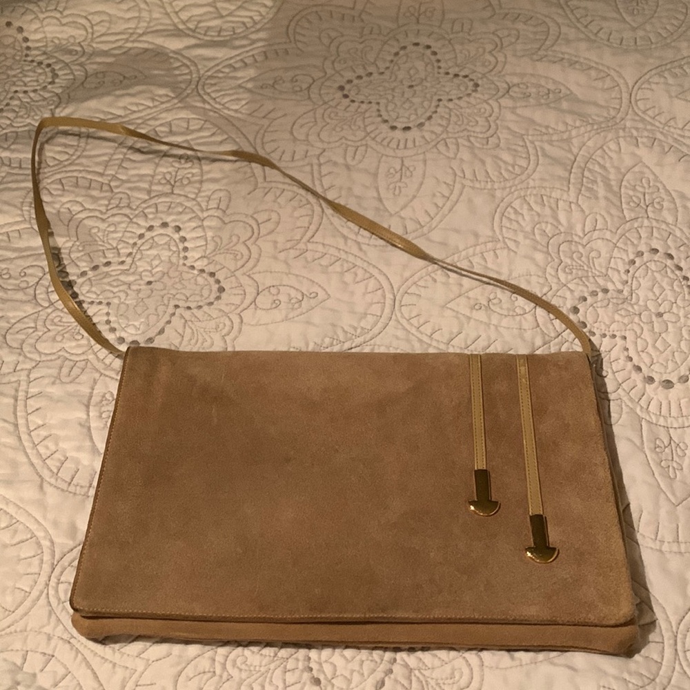 Vintage Erik for Holiner suede shoulder strap clutch